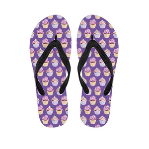 Purple Cupcake Pattern Print Flip Flops