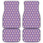 Purple Cupcake Pattern Print Front and Back Car Floor Mats