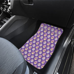 Purple Cupcake Pattern Print Front and Back Car Floor Mats