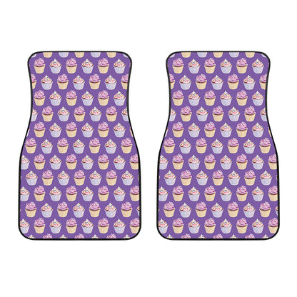Purple Cupcake Pattern Print Front Car Floor Mats