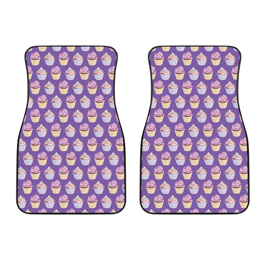 Purple Cupcake Pattern Print Front Car Floor Mats