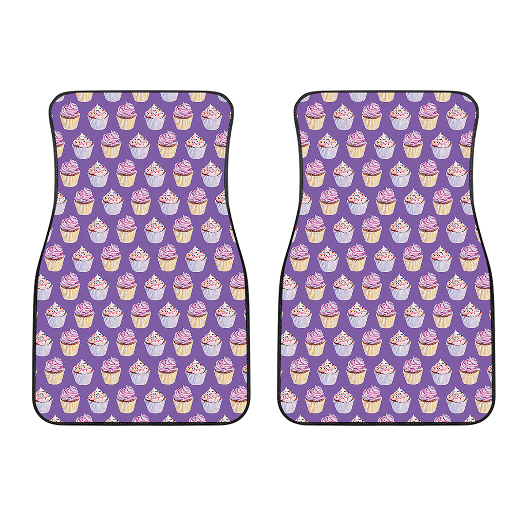 Purple Cupcake Pattern Print Front Car Floor Mats