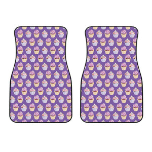 Purple Cupcake Pattern Print Front Car Floor Mats