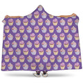 Purple Cupcake Pattern Print Hooded Blanket