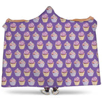 Purple Cupcake Pattern Print Hooded Blanket