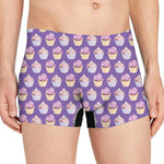 Purple Cupcake Pattern Print Men's Boxer Briefs