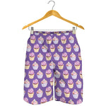 Purple Cupcake Pattern Print Men's Shorts