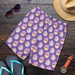 Purple Cupcake Pattern Print Men's Shorts