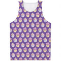 Purple Cupcake Pattern Print Men's Tank Top