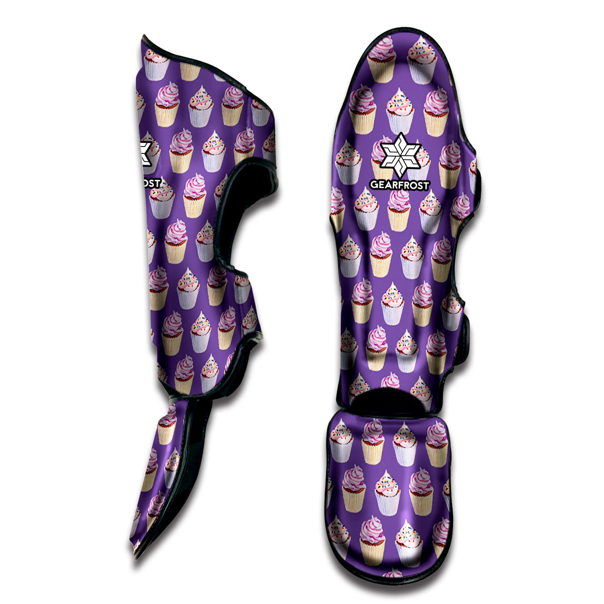 Purple Cupcake Pattern Print Muay Thai Shin Guard