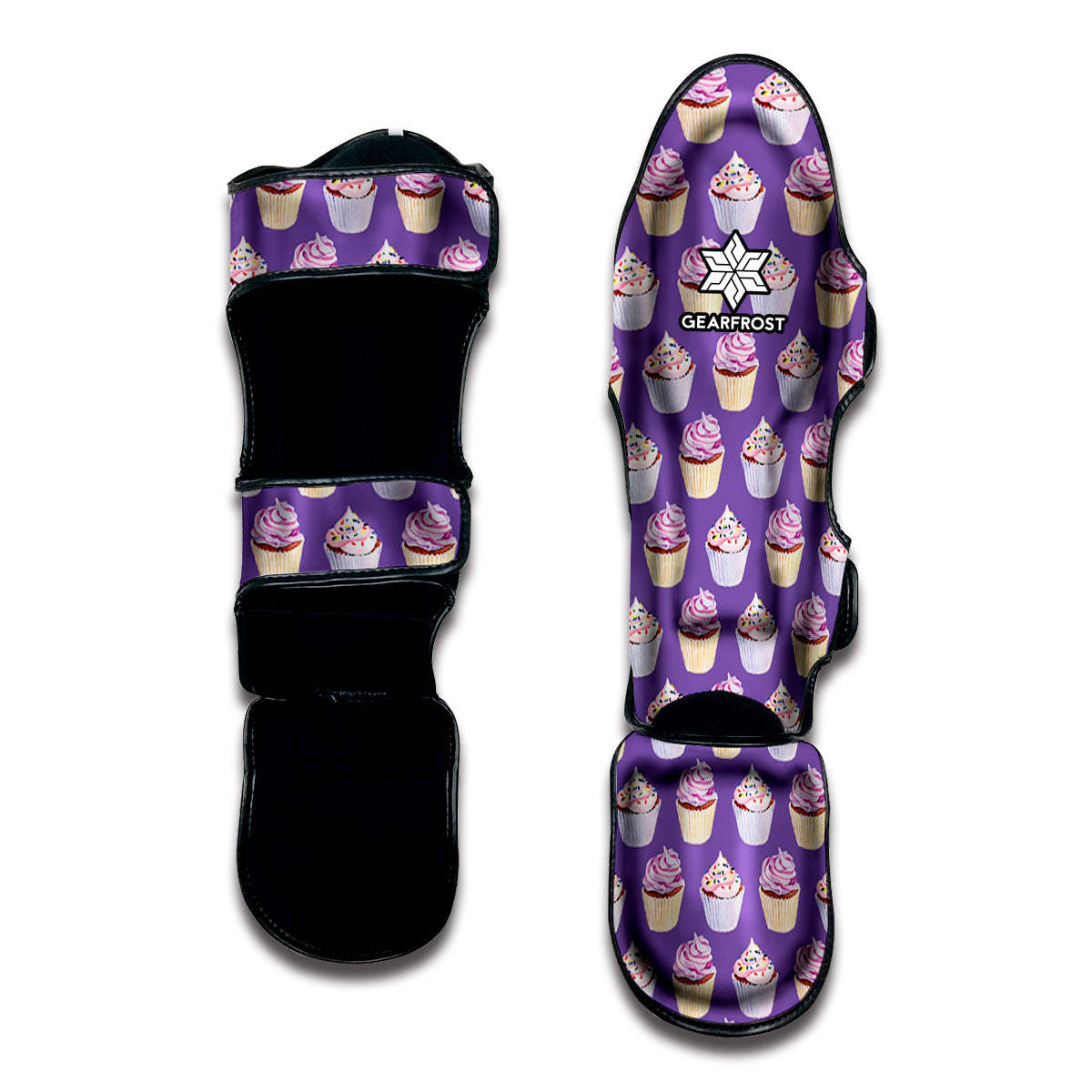 Purple Cupcake Pattern Print Muay Thai Shin Guard