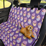 Purple Cupcake Pattern Print Pet Car Back Seat Cover