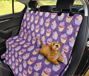 Purple Cupcake Pattern Print Pet Car Back Seat Cover