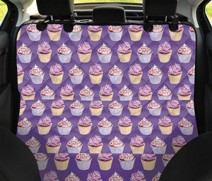 Purple Cupcake Pattern Print Pet Car Back Seat Cover