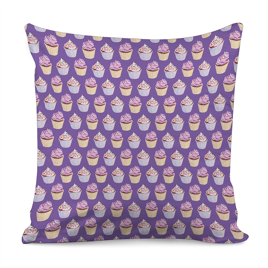 Purple Cupcake Pattern Print Pillow Cover