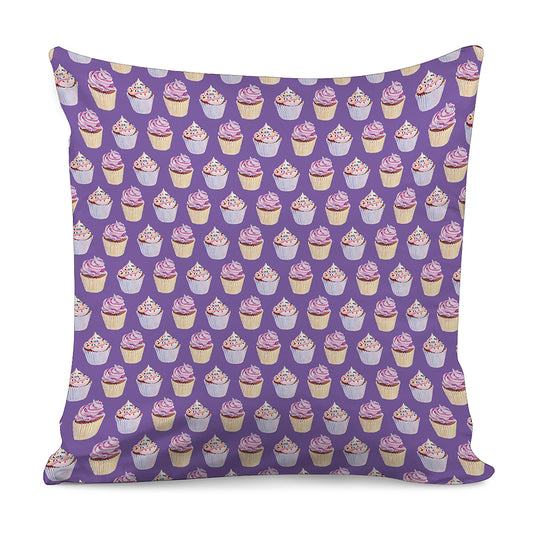 Purple Cupcake Pattern Print Pillow Cover