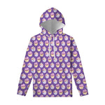 Purple Cupcake Pattern Print Pullover Hoodie