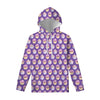 Purple Cupcake Pattern Print Pullover Hoodie