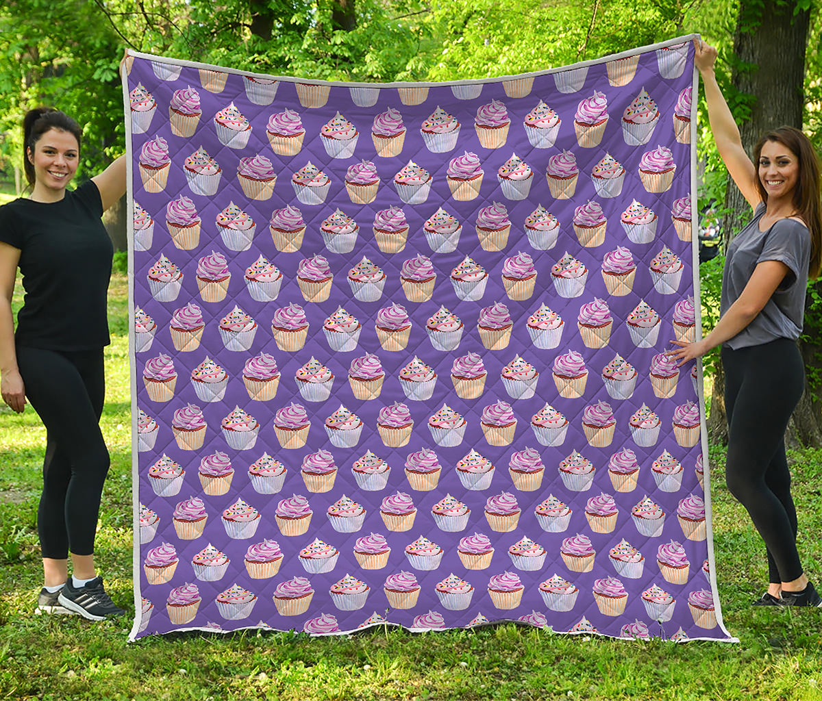 Purple Cupcake Pattern Print Quilt
