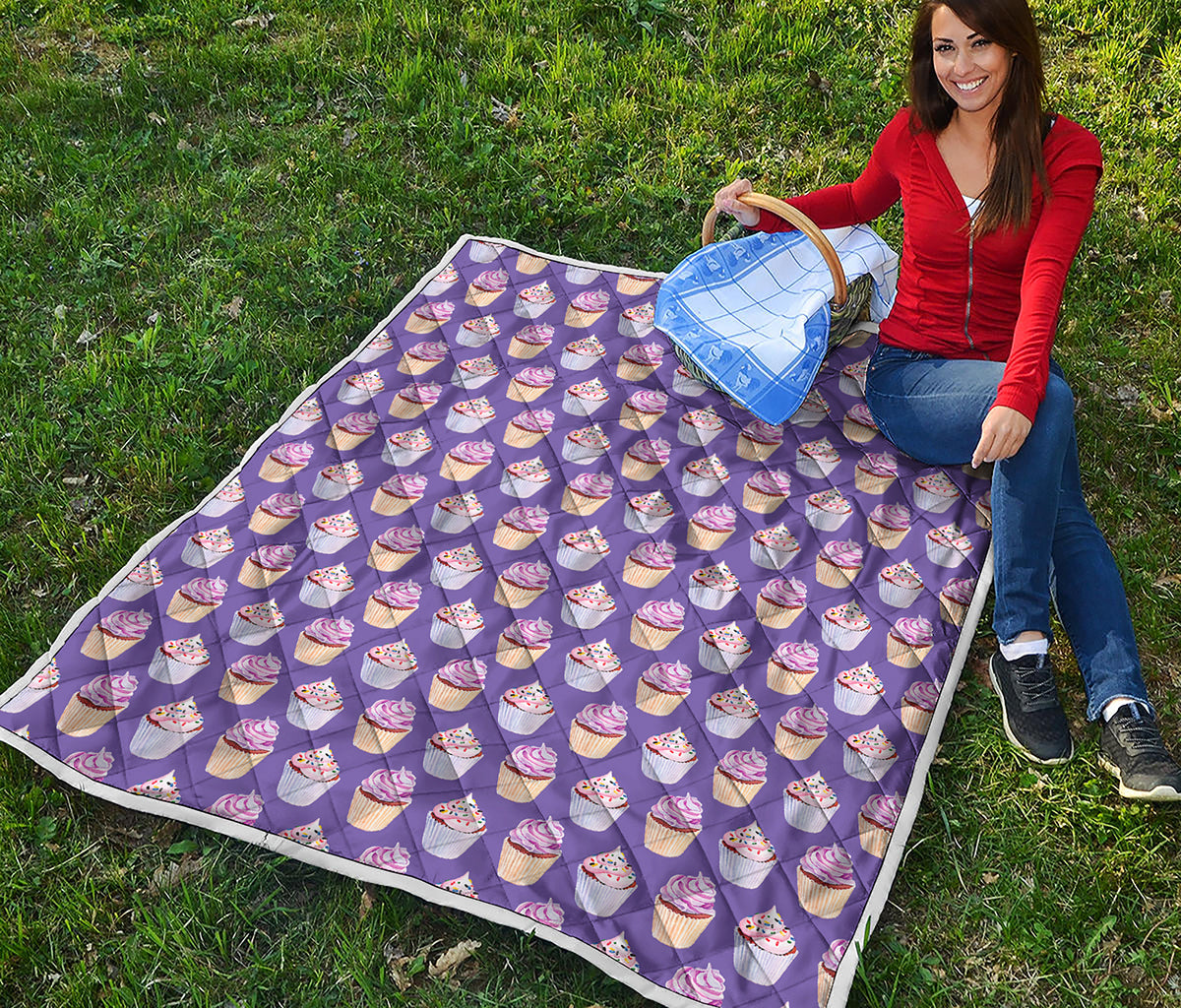 Purple Cupcake Pattern Print Quilt