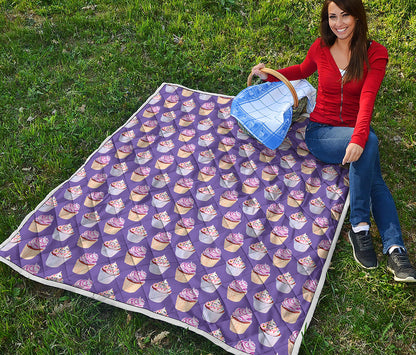 Purple Cupcake Pattern Print Quilt