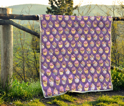 Purple Cupcake Pattern Print Quilt