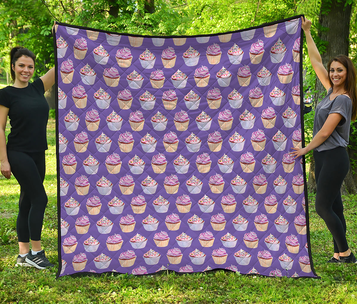 Purple Cupcake Pattern Print Quilt