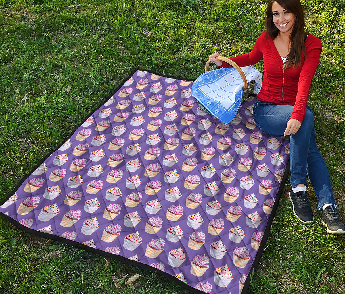 Purple Cupcake Pattern Print Quilt