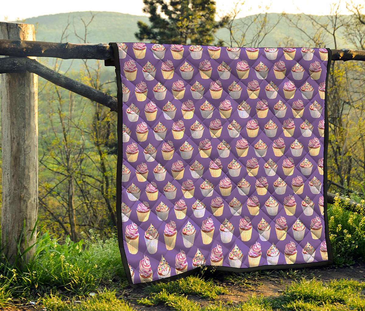 Purple Cupcake Pattern Print Quilt
