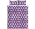Purple Cupcake Pattern Print Quilt Bed Set