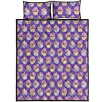 Purple Cupcake Pattern Print Quilt Bed Set