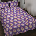 Purple Cupcake Pattern Print Quilt Bed Set