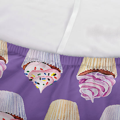 Purple Cupcake Pattern Print Sofa Cover