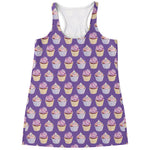 Purple Cupcake Pattern Print Women's Racerback Tank Top