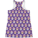 Purple Cupcake Pattern Print Women's Racerback Tank Top