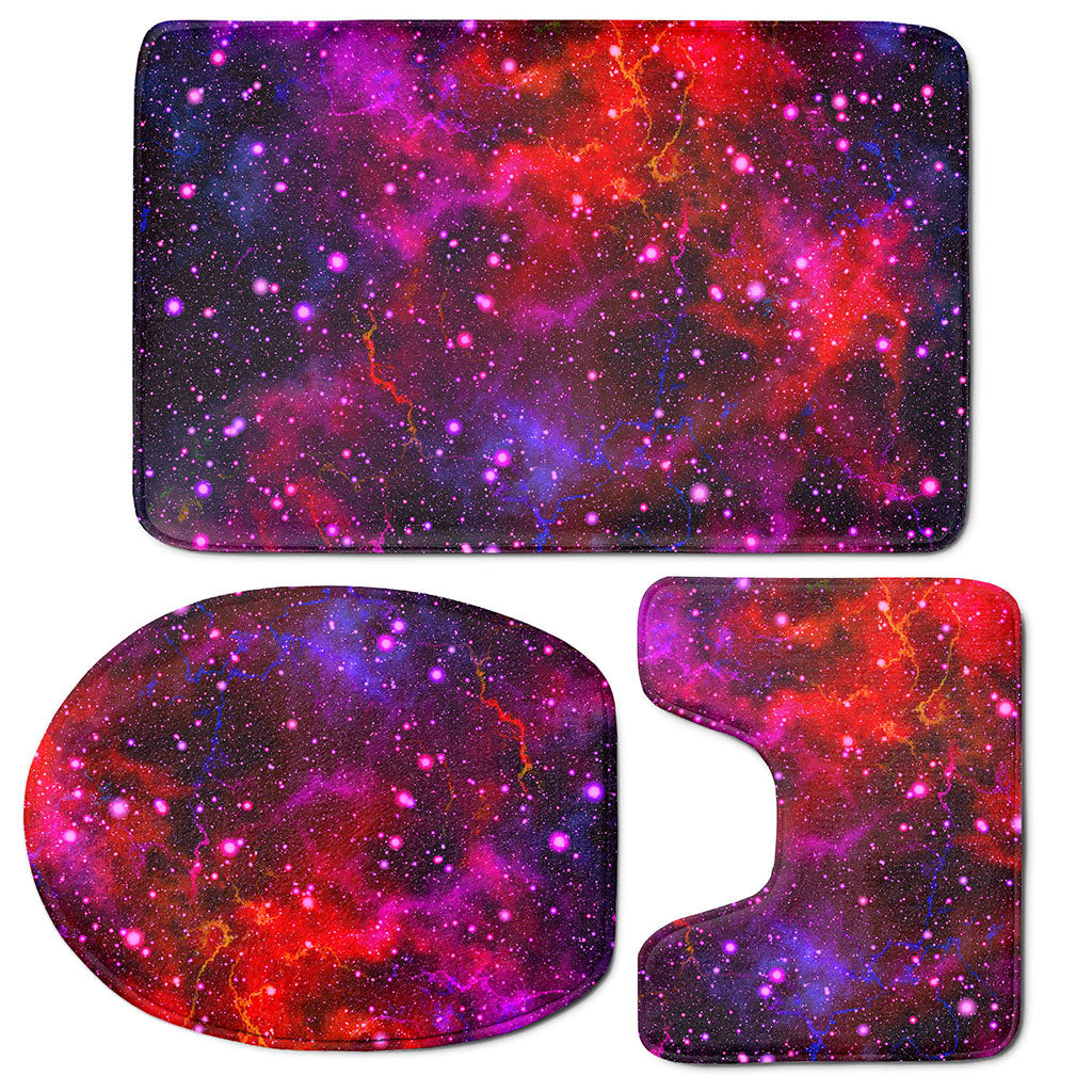 Purple Dark Galaxy Space Print 3 Piece Bath Mat Set