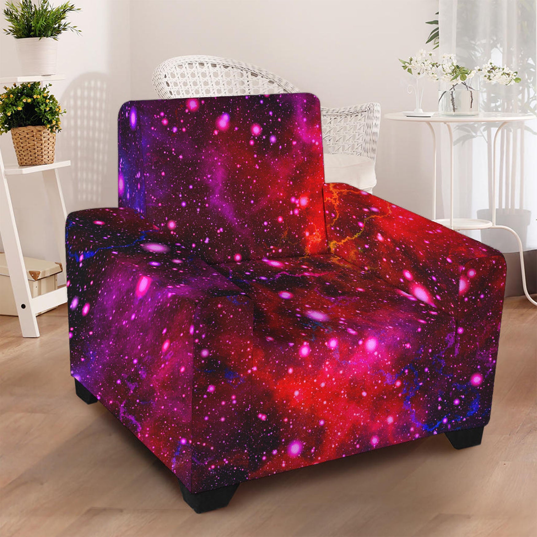 Purple Dark Galaxy Space Print Armchair Slipcover