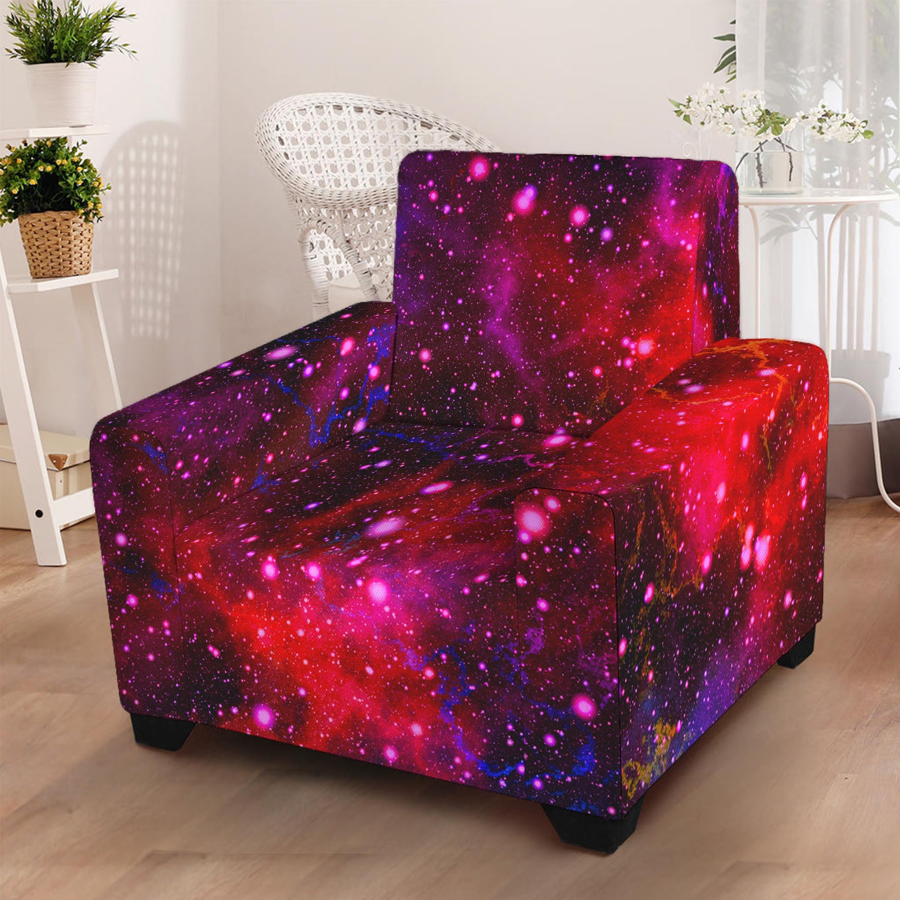 Purple Dark Galaxy Space Print Armchair Slipcover