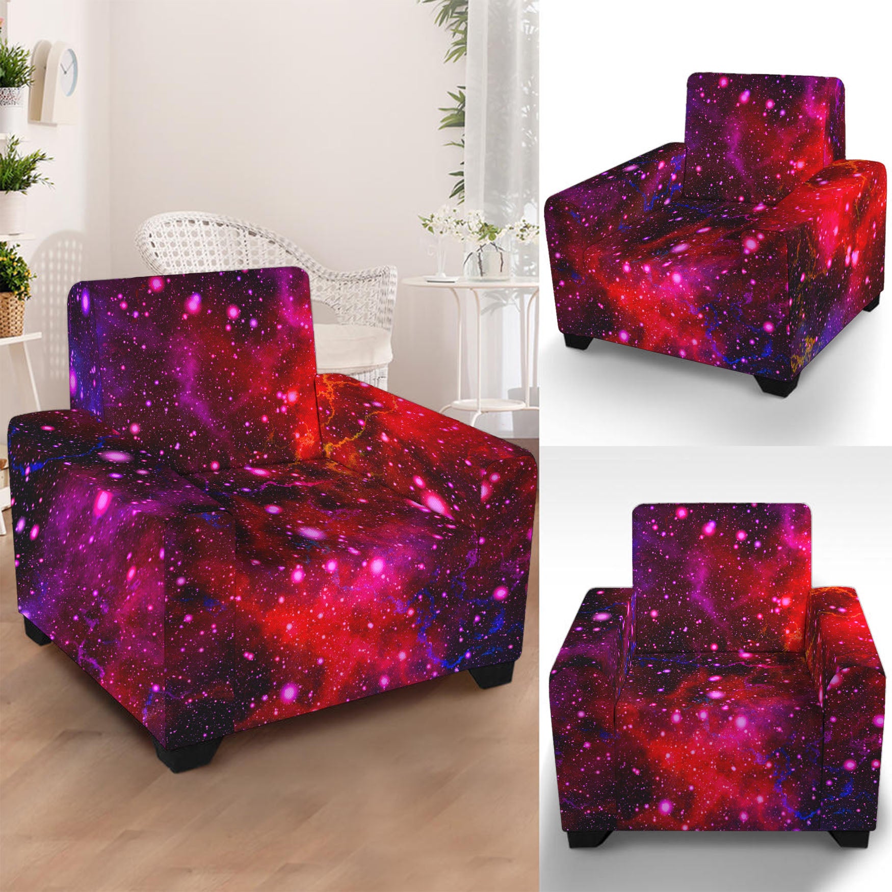 Purple Dark Galaxy Space Print Armchair Slipcover