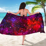 Purple Dark Galaxy Space Print Beach Sarong Wrap