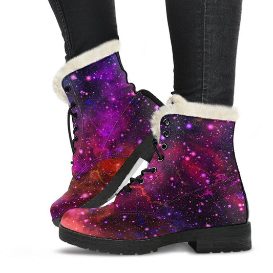 Purple Dark Galaxy Space Print Comfy Boots GearFrost