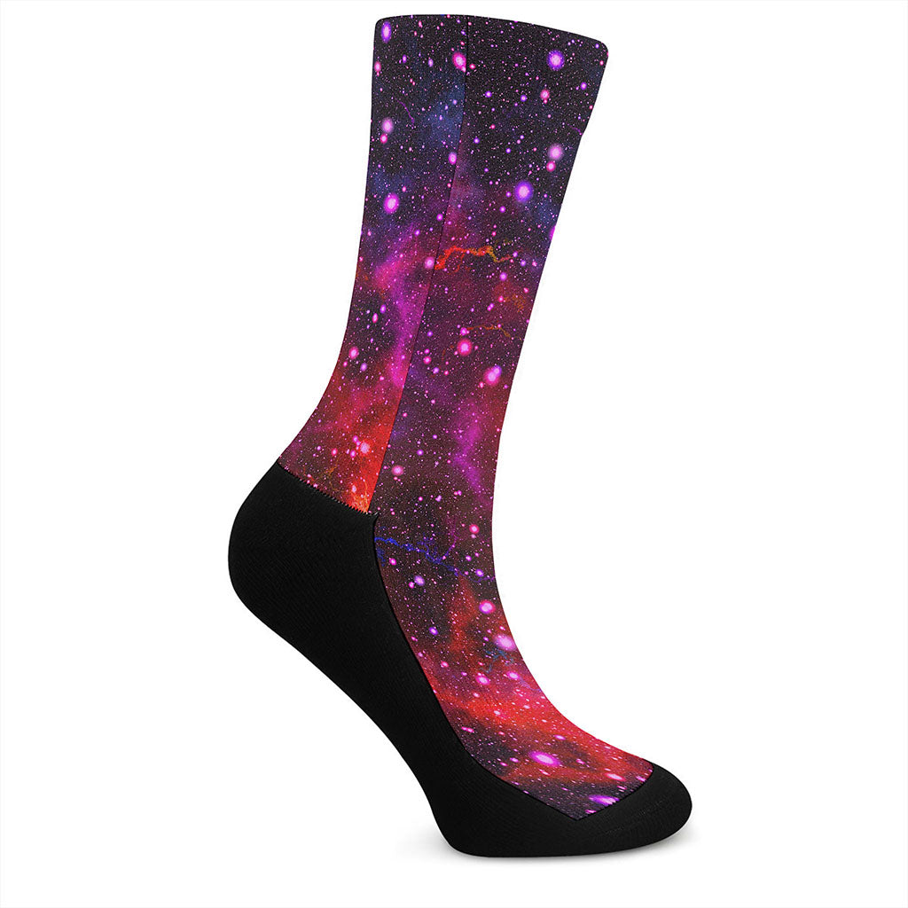 Purple Dark Galaxy Space Print Crew Socks