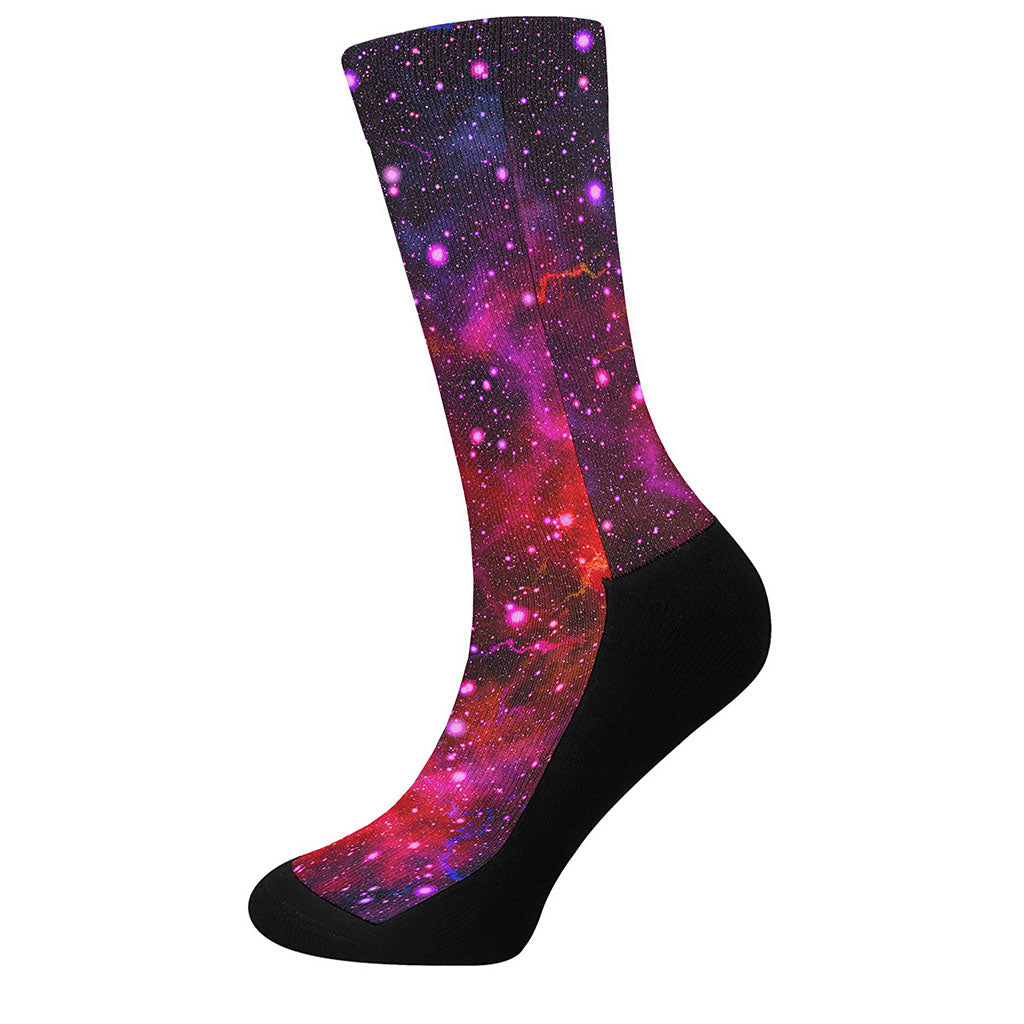 Purple Dark Galaxy Space Print Crew Socks