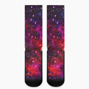 Purple Dark Galaxy Space Print Crew Socks