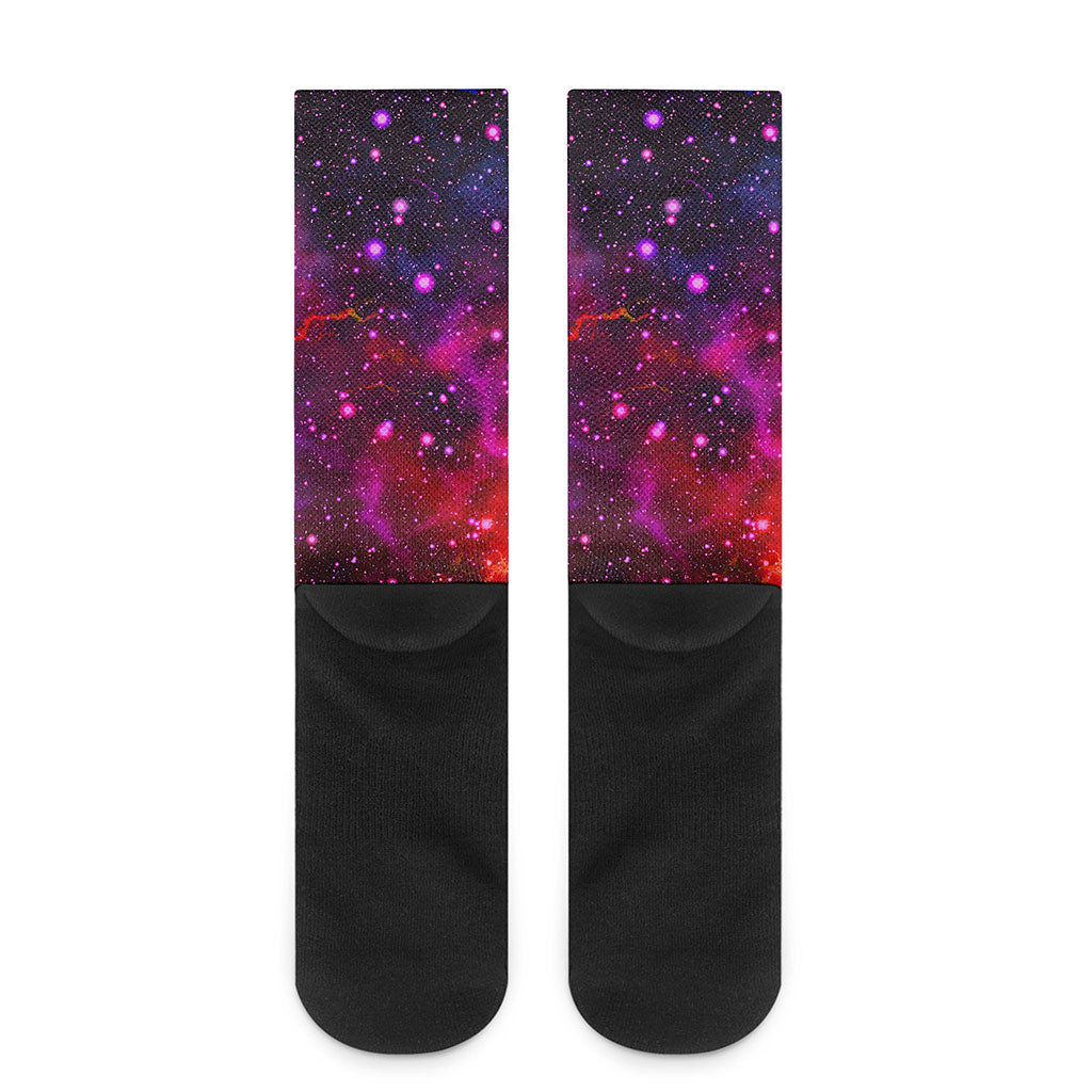 Purple Dark Galaxy Space Print Crew Socks