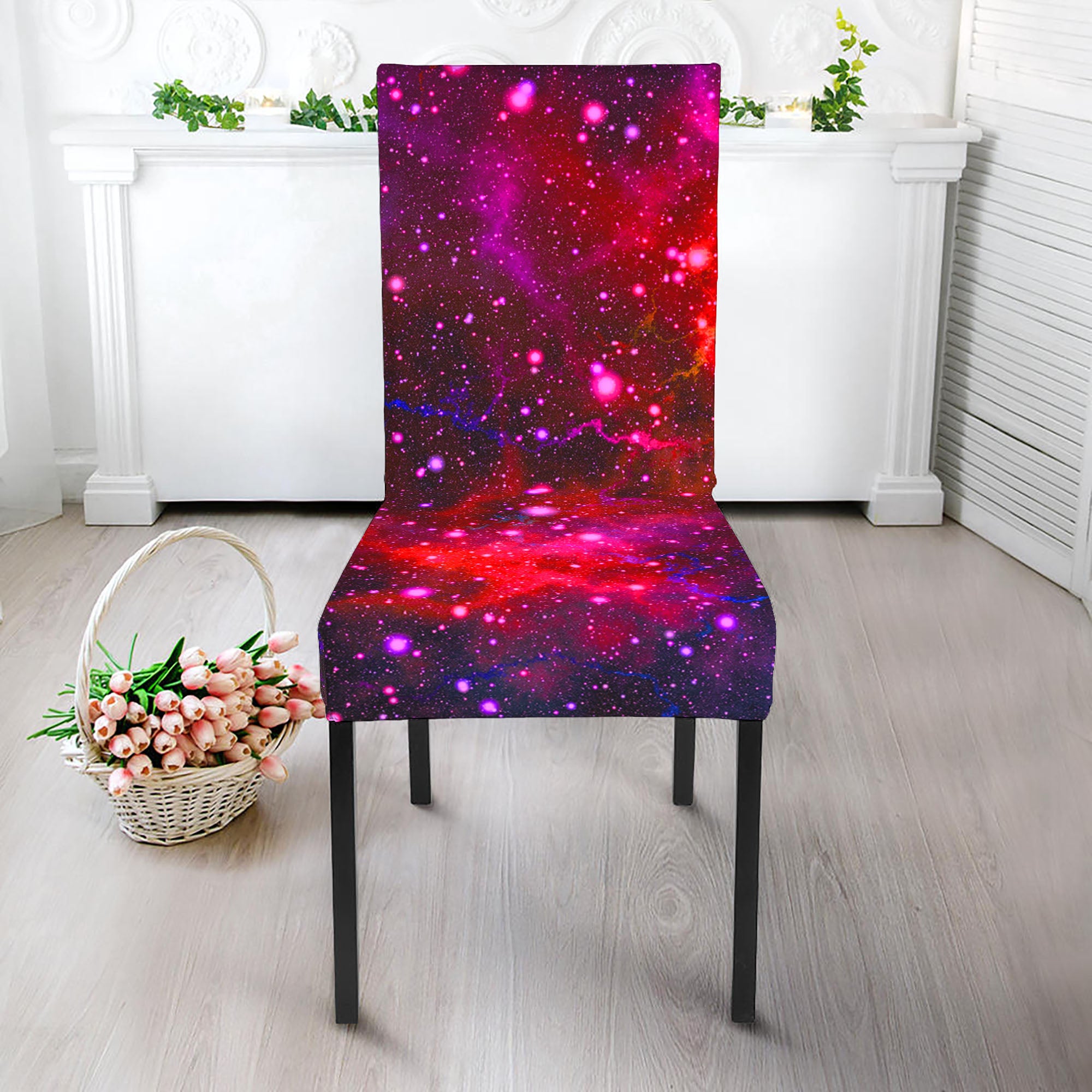 Purple Dark Galaxy Space Print Dining Chair Slipcover