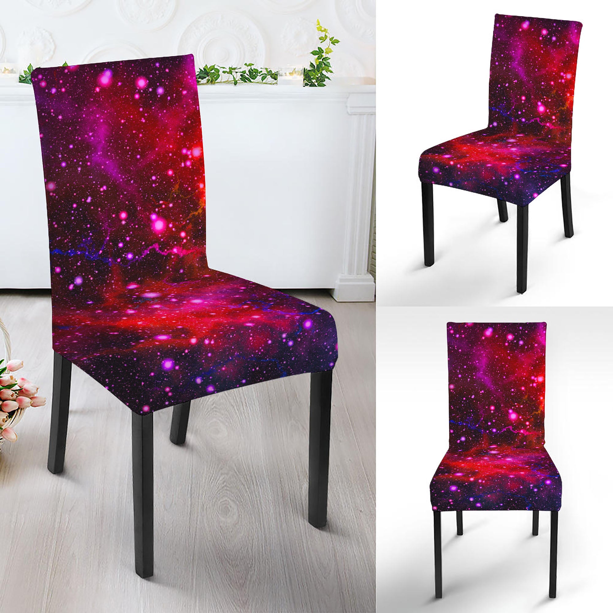 Purple Dark Galaxy Space Print Dining Chair Slipcover