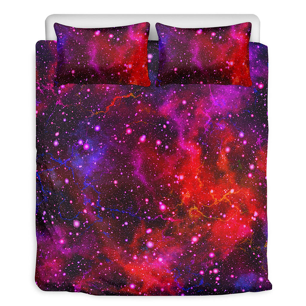 Purple Dark Galaxy Space Print Duvet Cover Bedding Set