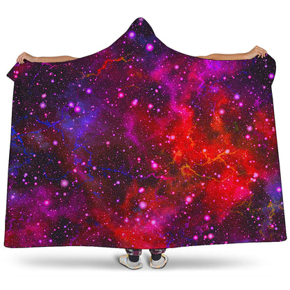 Purple Dark Galaxy Space Print Hooded Blanket