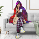 Purple Dark Galaxy Space Print Hooded Blanket